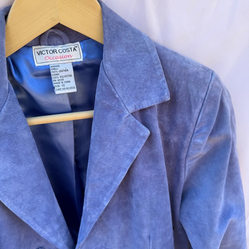 •SOLD• Vintage 90s Victor Costa Lilac Leather Jacket - Picture 7 of 8